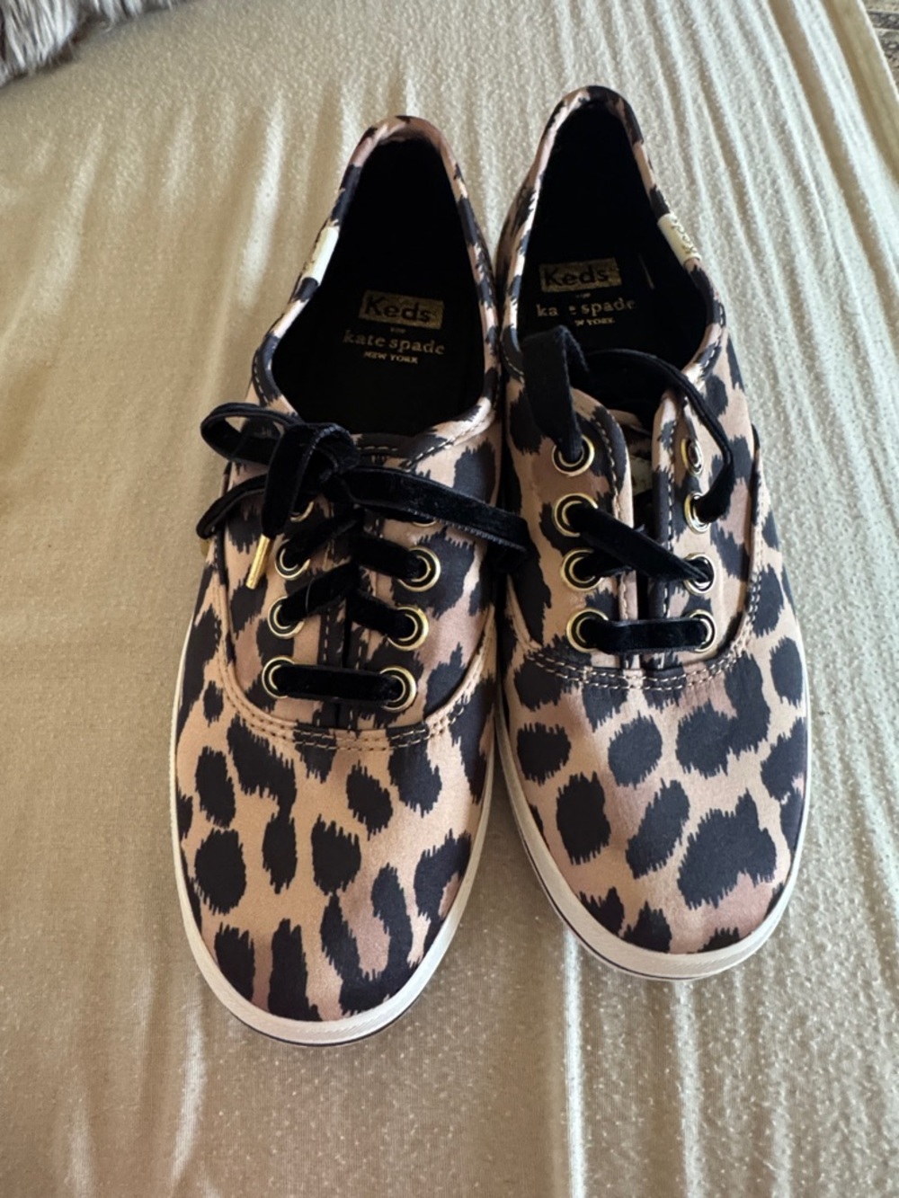 kate spade Keds Leopard Print Sneakers - Black & Tan